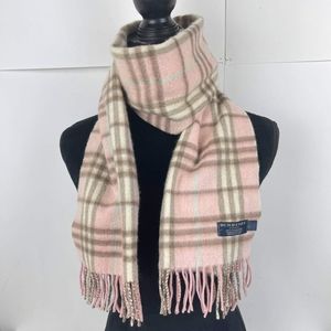 Burberry authentic Women's Pink Ivory Blue Nova Check 100 %Cashmere  Scarf